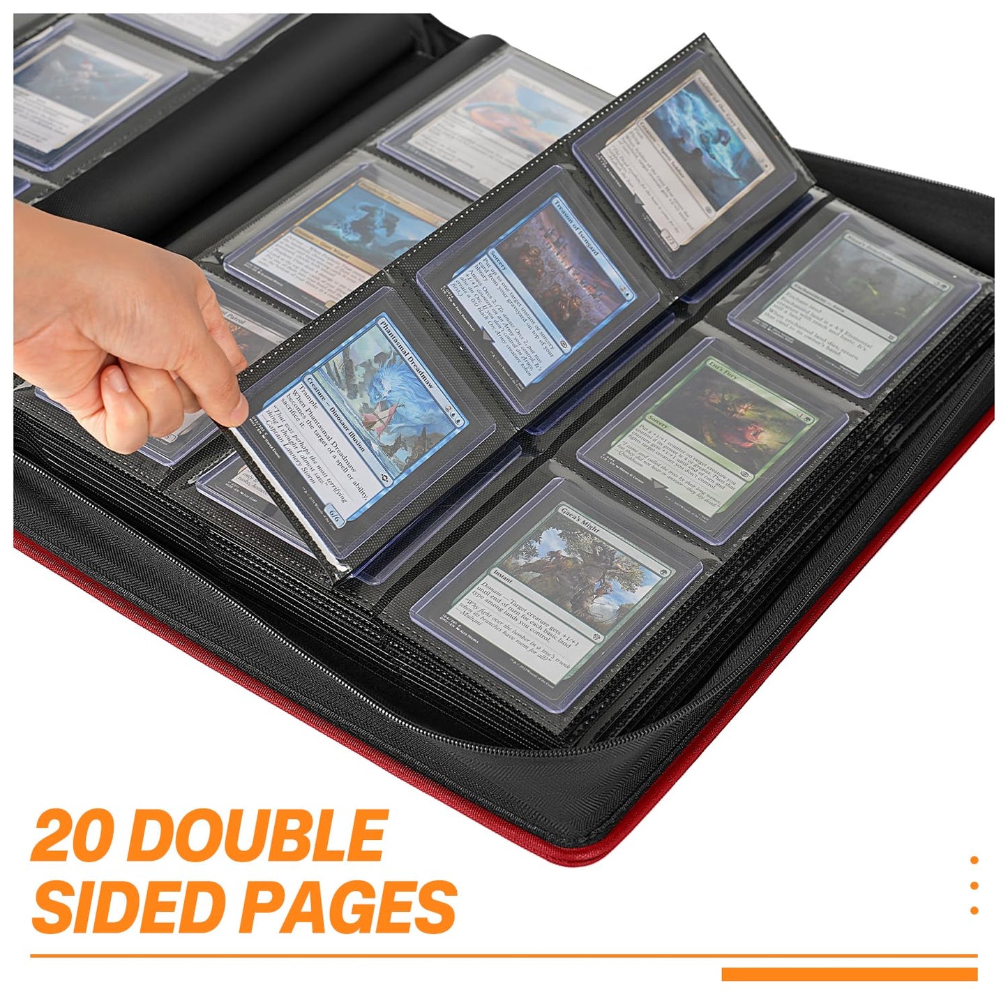 Migitec 9-Pocket Toploader Binder  Holds 360 3 x 4 Rigid Card Holders  Top Loader Collection Display Album for Trading Cards and Sports Cards - Red