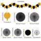 Recosis Black And Gold Decorations, Paper Pompoms Fan For Graduation Birthday Wedding Prom Night New Years Black And Gold Party