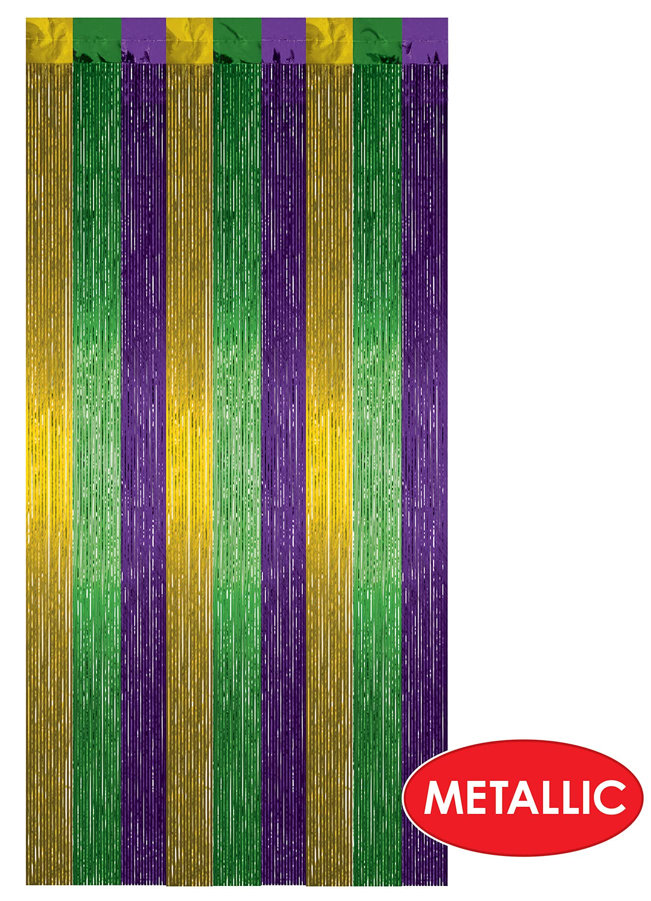 1-Ply FR Gleam N Curtain (gold, green, purple) Party Accessory (1 count) (1/Pkg)