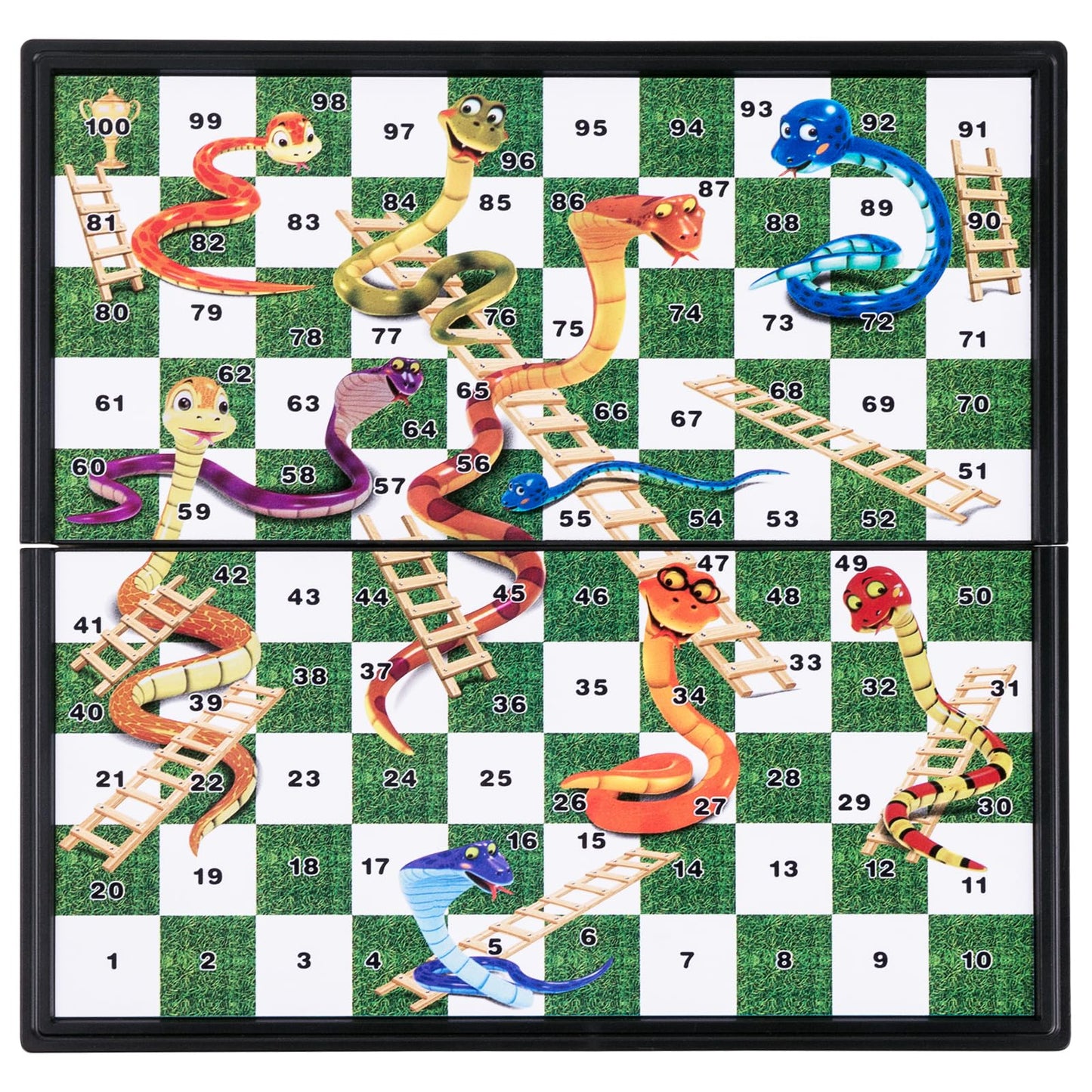 Kokosun Snakes And Ladders Board Game Set, Magnetic Folding Travel Game, Family Fun Toys/Gift For Kids And Adults (Right Angled Style-2)