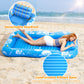 Voice-tank Inflatable Tanning Pool Lounger Float, 77"x48", Blue Vinyl, Adult with Pillow & Drink Holder, 6 in 1 Sunbathing Raft