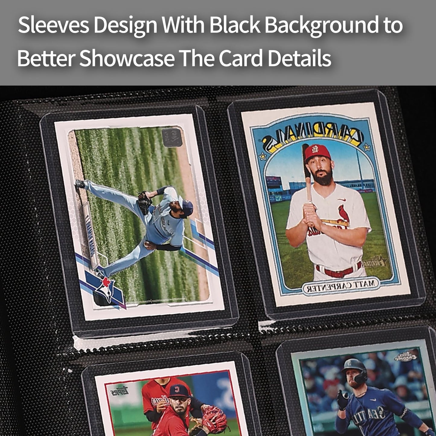 Card Binder for Toploaders Portable 4 Pockets Trading Card Holder Albums for Sports  Trading  and Gaming Cards Black
