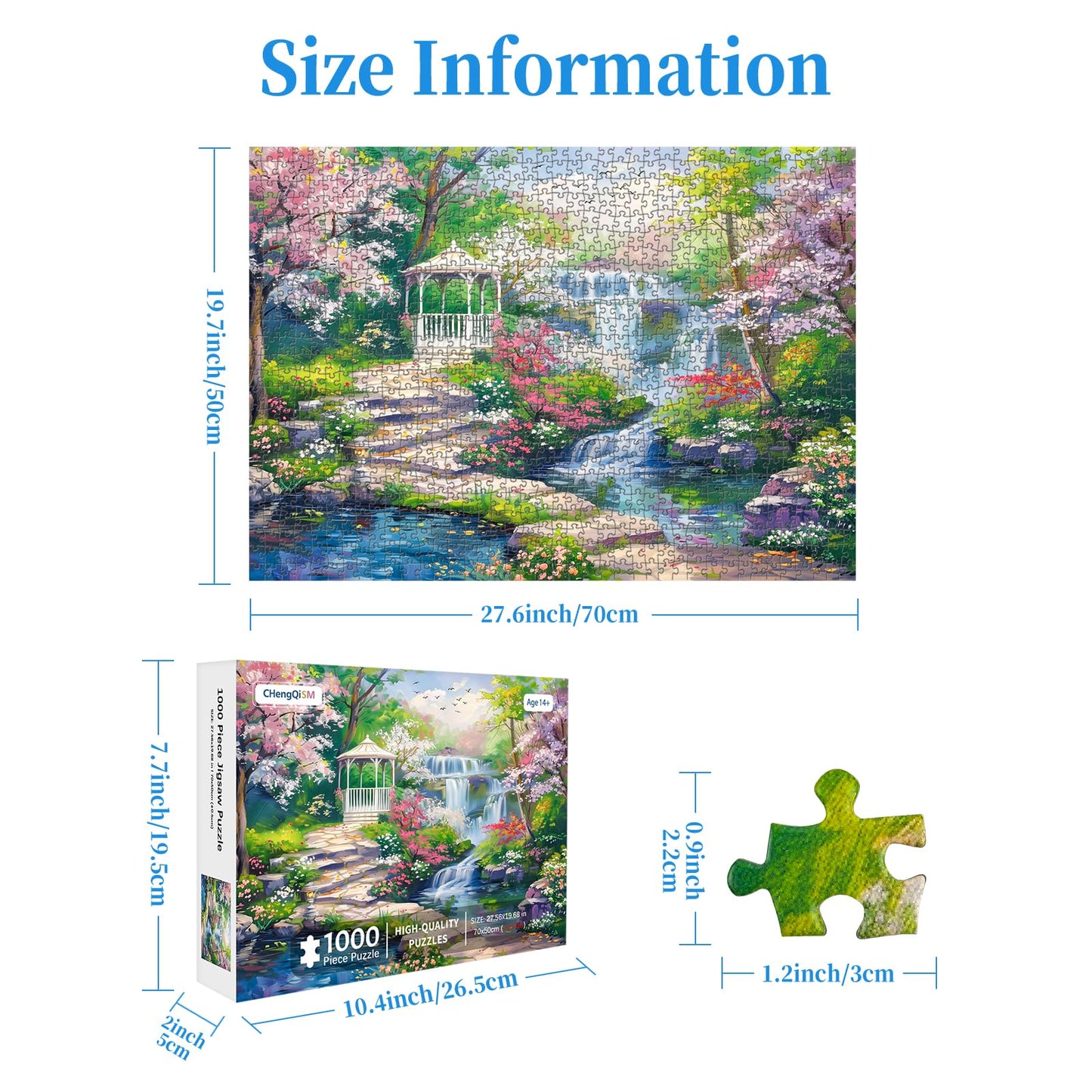 Waterfall Garden 1000 Piece Puzzle for mature-themeds  Floral Patio Puzzles for mature-themeds 1000 Pieces  Jigsaw Puzzles 1000 Pieces Peaceful Courtyard Landscape Puzzle for mature-themeds Teens Seniors Challenging Game