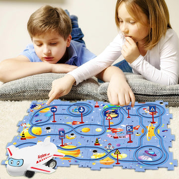 25Pcs Puzzle Racer Kids Car Track Set, Space Jigsaw Puzzle Racer Car Track Set Puzzle Track Car Play Set Preschool Gifts For Kid