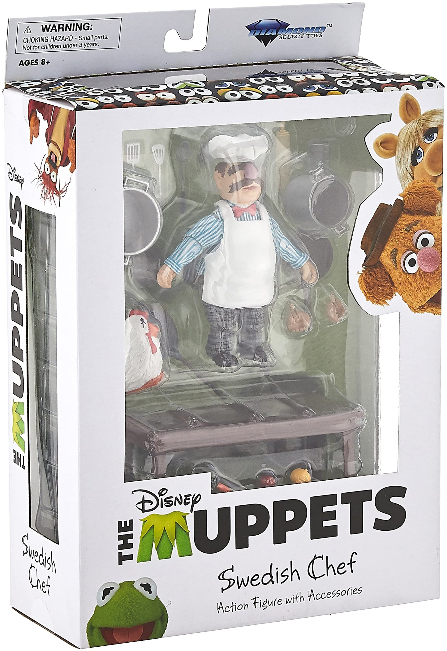 Diamond Select Toys Muppets Swedish Chef Action Figure, Small, Multicolor, Model JAN209311, Plastic