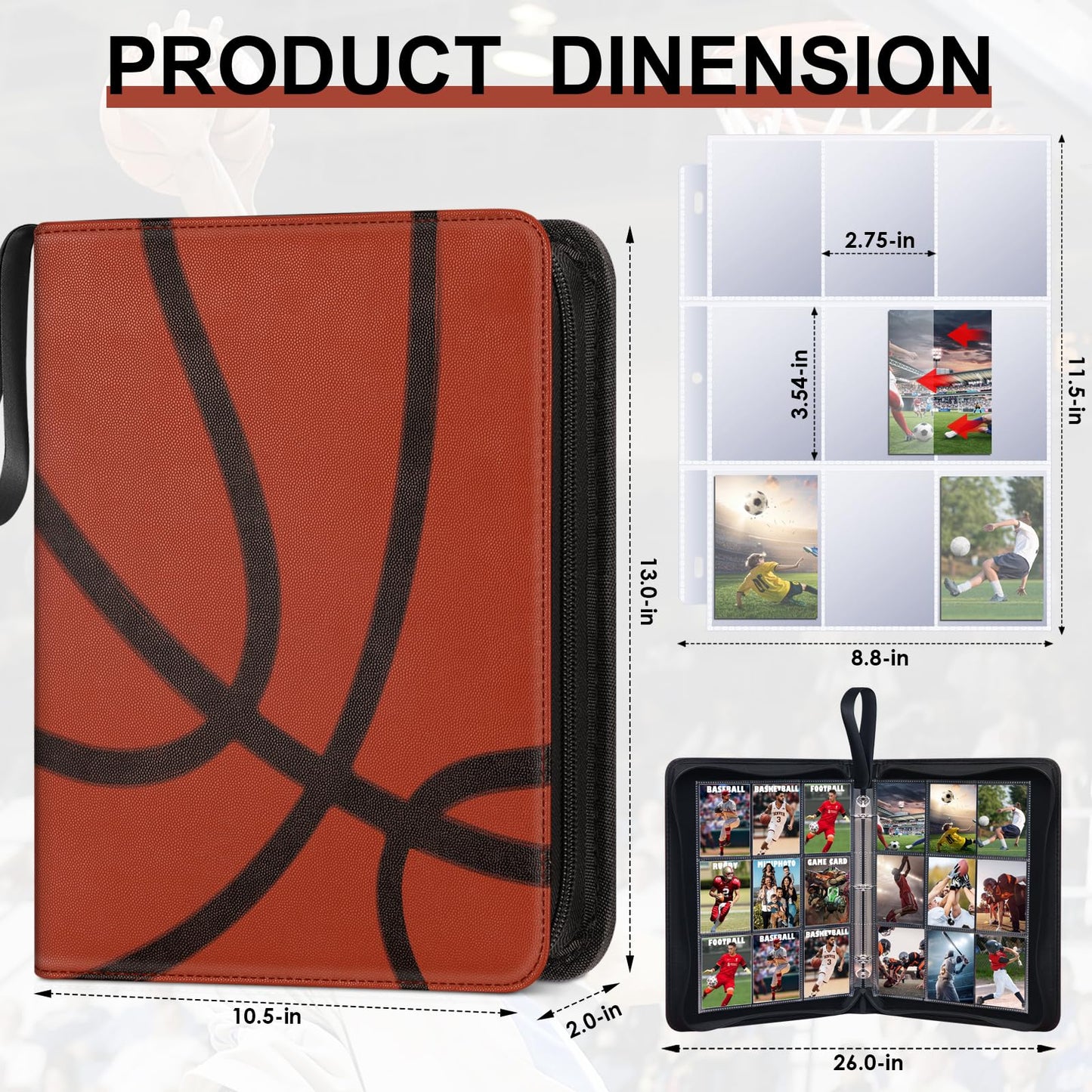 900 Pockets Basketball Trading Card Binder  Sports Card Binder enhanced Basketball Card Holder Fit for Football Baseball Sports Card  MTG Game Cards