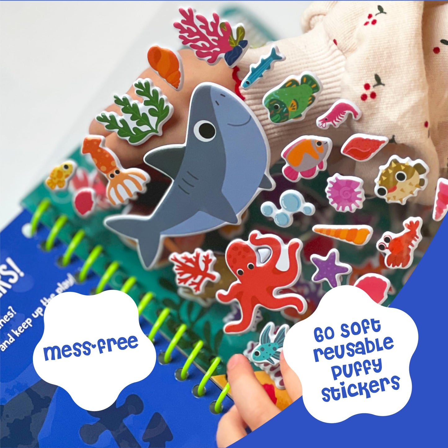 DINO MINI Stickypuff Value Pack - 3 Reusable Puffy Sticker Book for Toddlers - Puffy Stickers for Toddlers - Travel Activities f