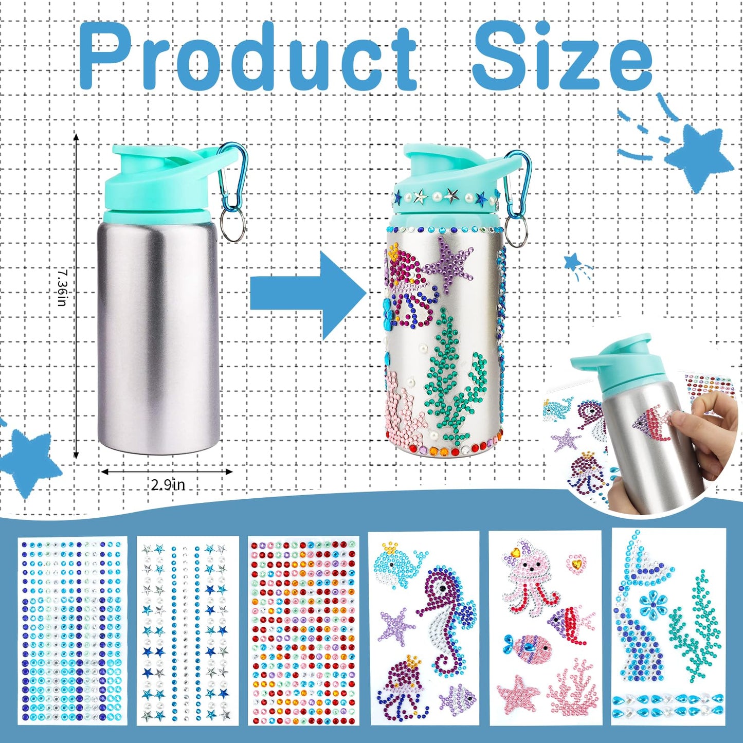 Gift For Girls, Gift Ideas Easter Baskets For Kids, Decorate Water Bottle Girls, Mermaid Toys For Girls 4-6, Crafts For Girls 8-