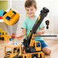 Coroiesty Large Crane Truck Toy - Extendable Arm, Lights & Sirens, Plastic, Yellow, Model QL888-20 for Kids 3-8 Years Old