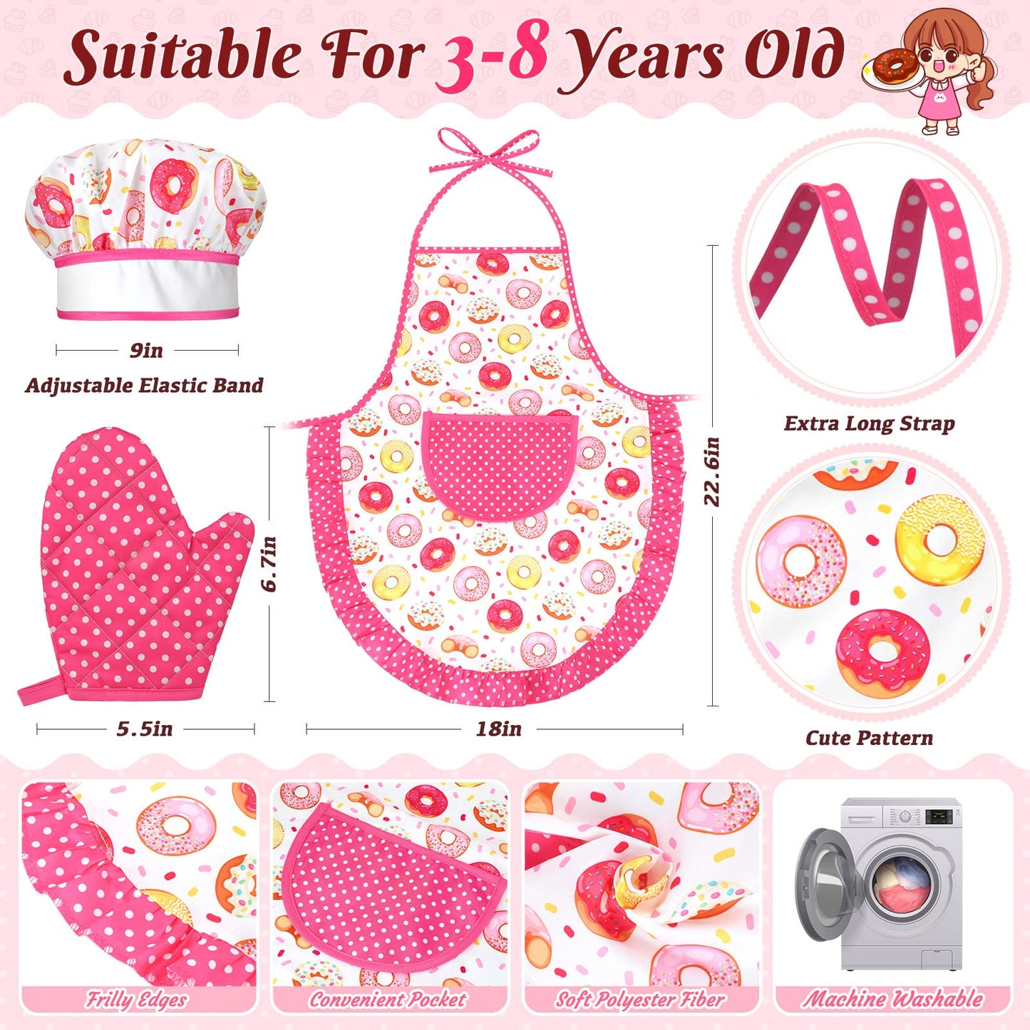 GIFTINBOX Kids Cooking and Baking Chef Set, 25PCS with Kids Apron,Chef Hat&Utensils Kids Cooking Set, Toddler Dress Up and Prete