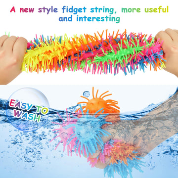 5 Packs Squishy Fidget Soft Bracelets Toys,Silicone Fuzzy Band Sensory Stringy Bracelet for Kids and Adults