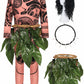 Slivomi 5Pcs Kids Halloween Costume Set For Ocean Costume Kids Boys Printed Tattoos Costume With Artificial Leaves Belt Cute Cos