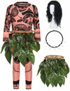 Slivomi 5Pcs Kids Halloween Costume Set For Ocean Costume Kids Boys Printed Tattoos Costume With Artificial Leaves Belt Cute Cos