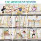 Upgraded Indoor Playground 9-In-1 Jungle Gym Kids Climbing Toys, Montessori Waldorf Style Wooden Climber Playset With Slide, Swi
