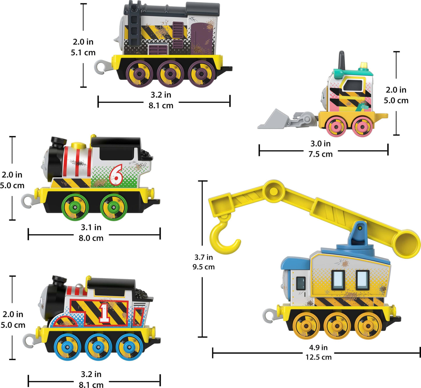 Thomas & Friends Diecast Vehicle Set Construction Crew 5 Push-Along Toy Train Engines For Preschool Kids Ages 3+ Years
