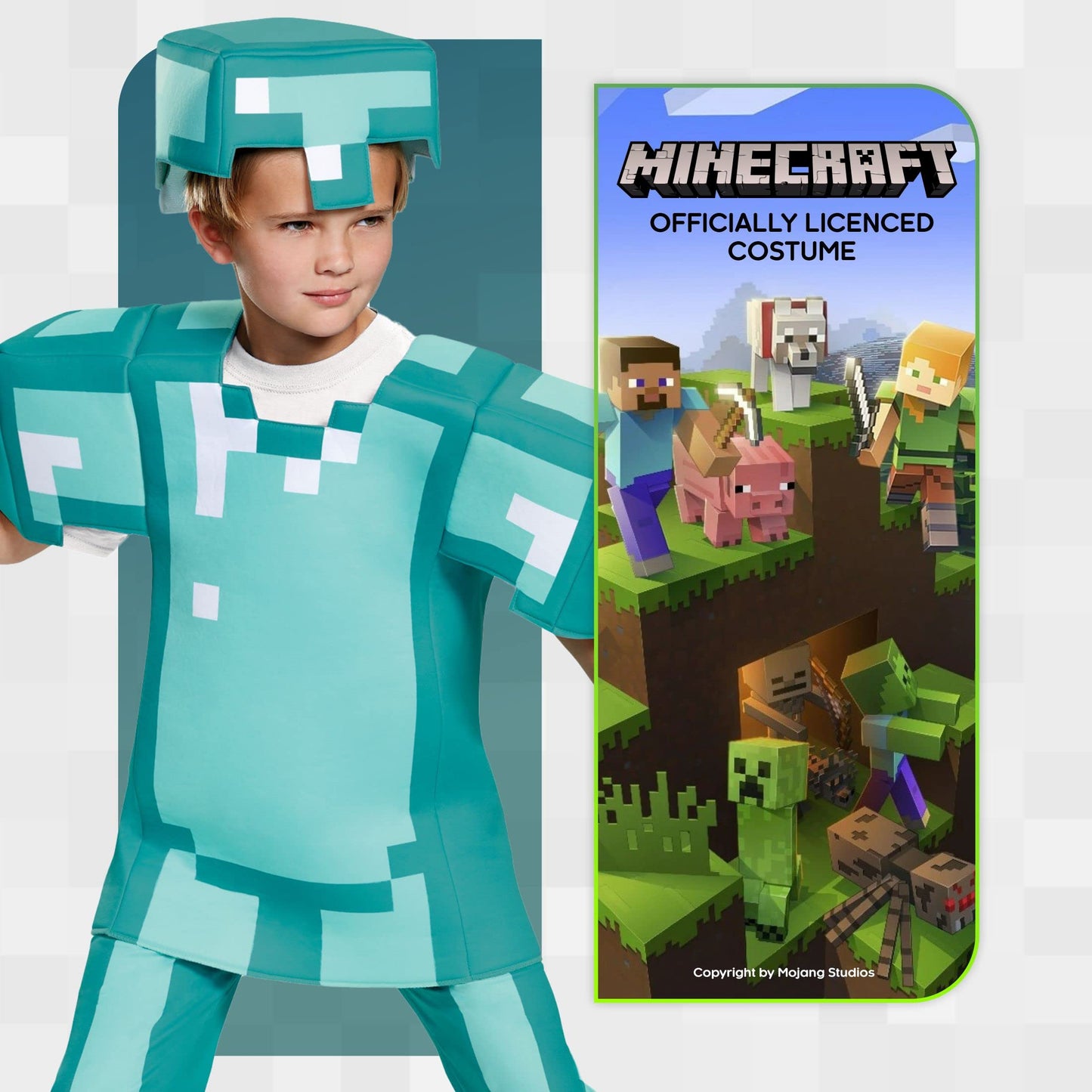 protective covering Deluxe Minecraft Costume  Blue  Large (10-12)