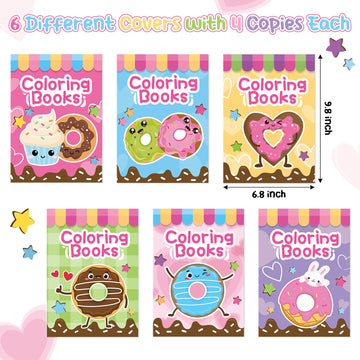 X1Zuue 24Pcs Donut Coloring Books For Kids Bulk Cute Mini Coloring Booklet Diy Art Drawing Book With Dessert Doughnut For Toddle
