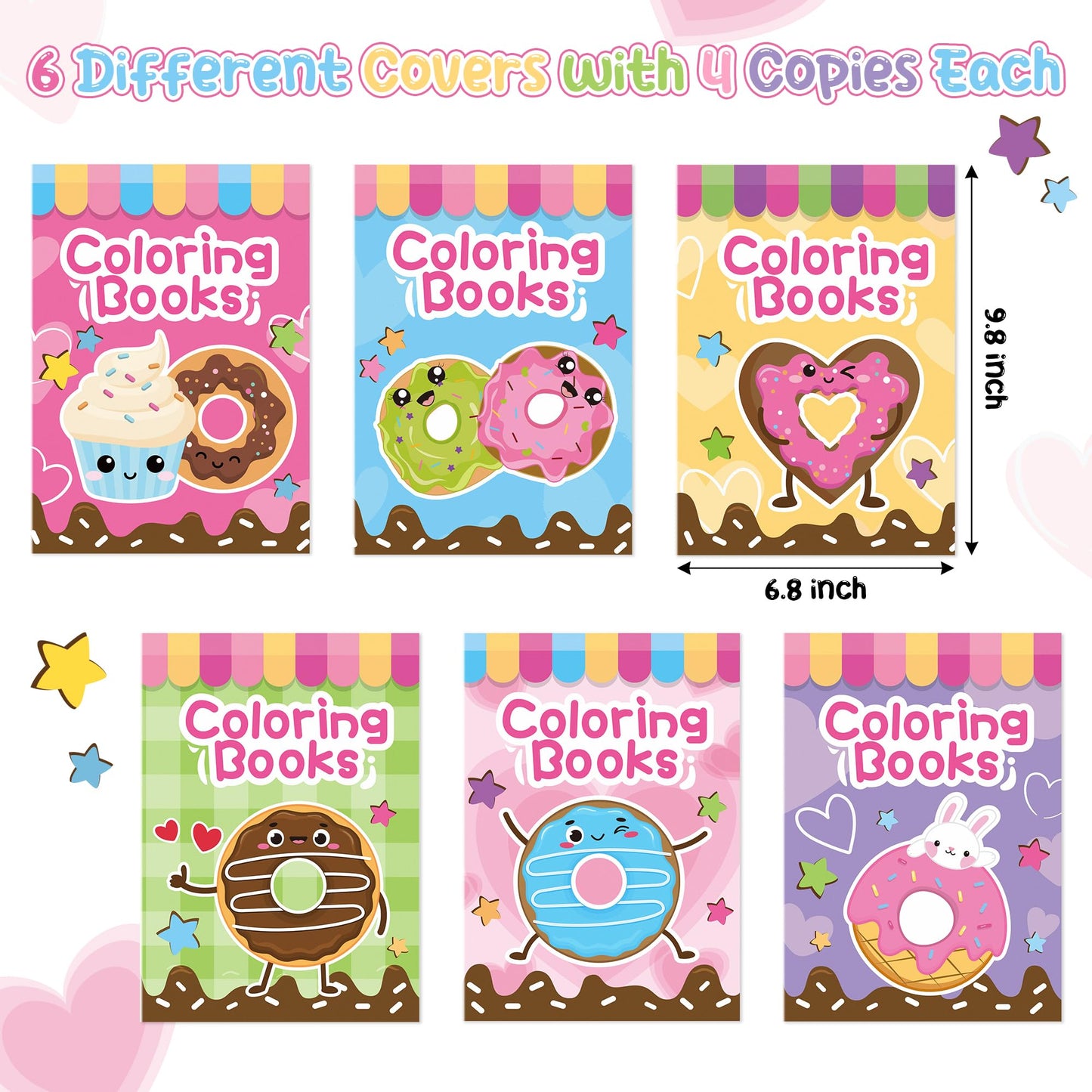 X1zuue Valentines Day Coloring Books for Kids - 48Pcs Bulk Donut Mini Coloring Booklet DIY Art Drawing Book with Dessert?Doughn