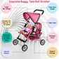 Toy Doll Stroller - Pretend Play Doll Stroller For Dolls - Toy Stroller With Storage Basket For Doll Accessories Set - Polka Dot