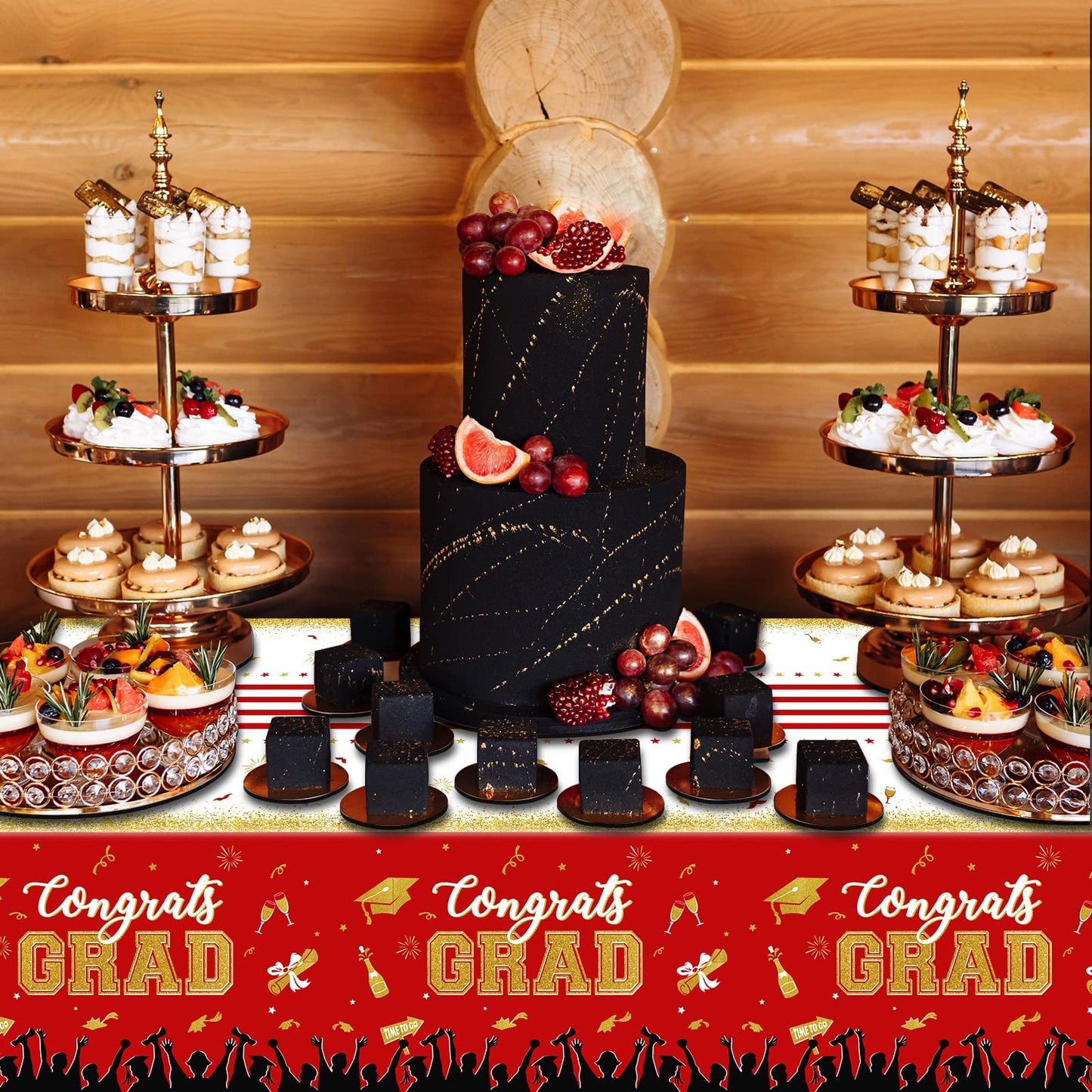 Chiazllta Set Of 3 Graduation Tablecloths Class Of 2024 Congrats Grad Red Graduation Party Tablecover Decorations Party Supplies