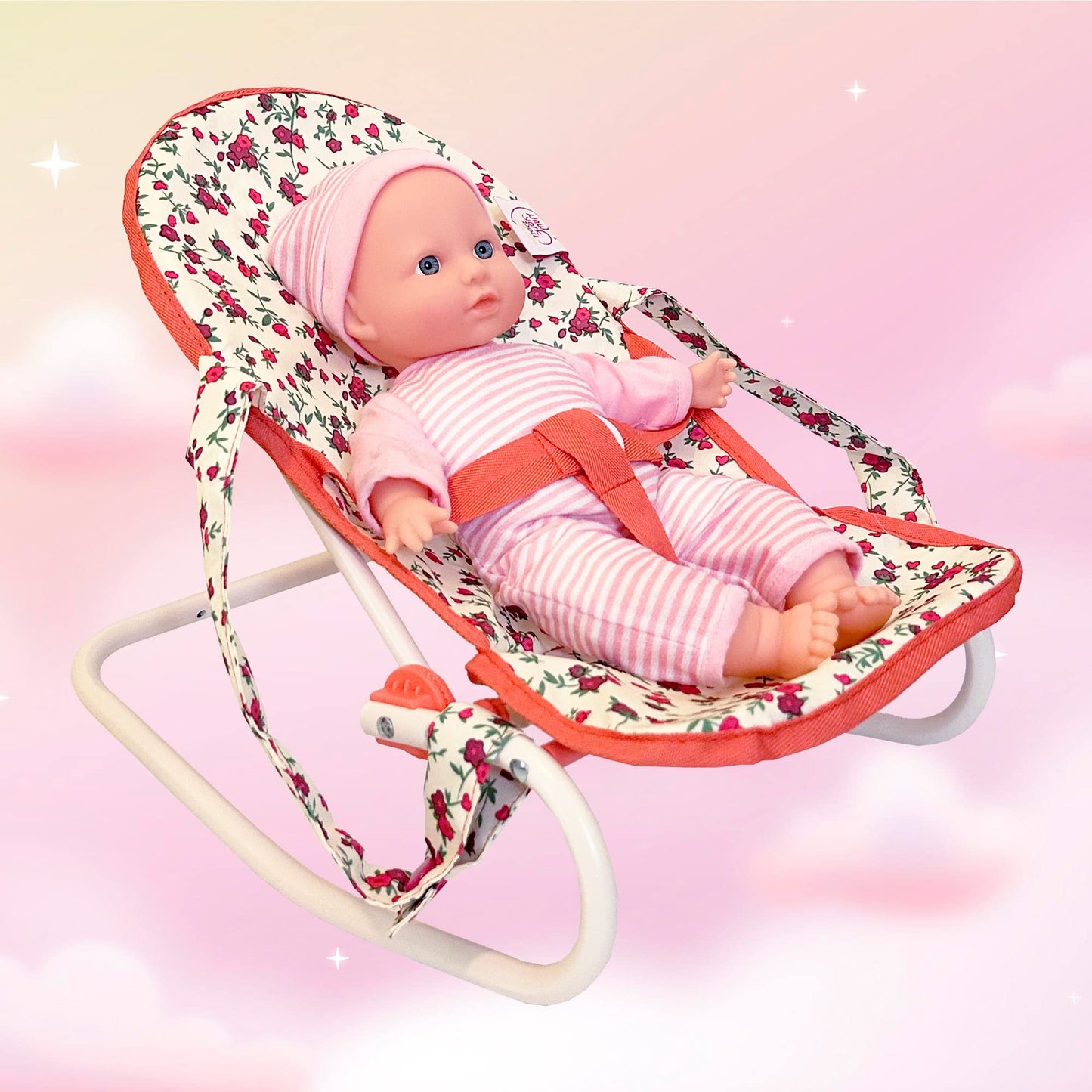Floral Baby Doll Accessories Set - 3-1 Furniture With Crib, High Chair, Bouncer Seat Bed For 18    Play Toys 18'' Dolls