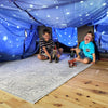 Molcey Large Blue Blanket Fort Building Kit for Kids 4-12 - Indoor/Outdoor Fun for Boys & Girls - Ultimate Forts for Creative Play