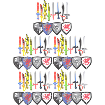 PowerTRC Foam decorative replica blade and Shield 60 Piece Playset | Ninja  Warrior  Viking Role Play Accessories for Kids | Great for Party Favors