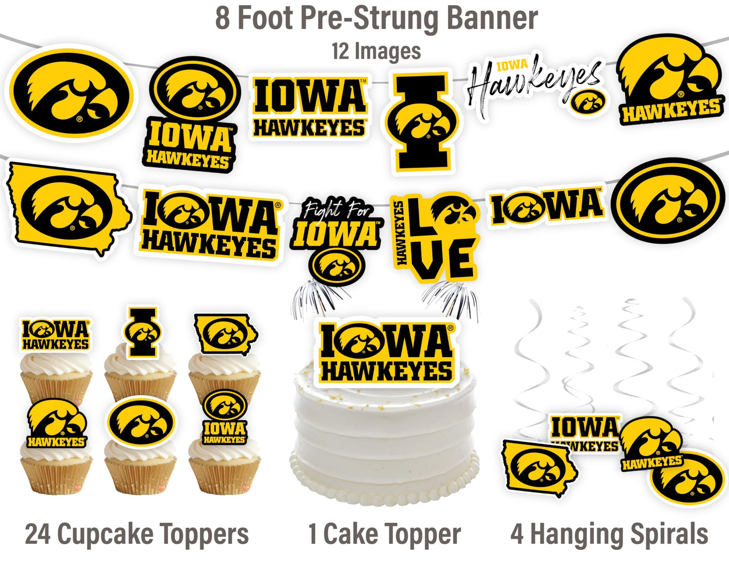 Iowa Hawkeyes Party Supplies (42 Pieces) For University Of Iowa Graduation, Tailgating And Birthday Party Decorations With Banne