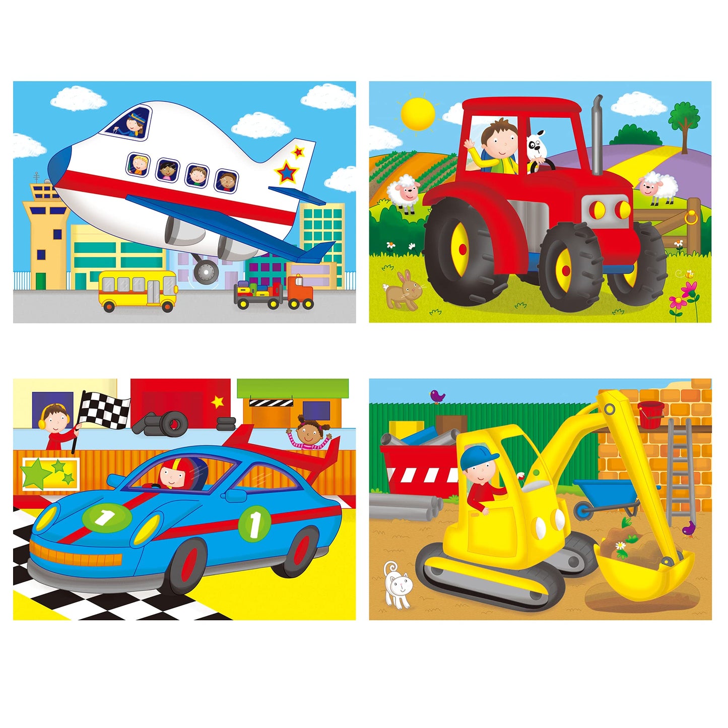 Galt Toys, 4 Puzzles In A Box - Vehicle Themed, Multi Sized/Piece Puzzles, Ages 3 Plus Years