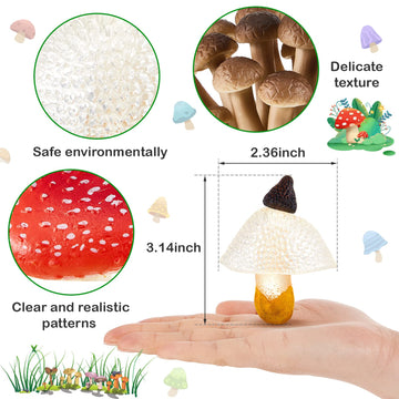 Deekin 12 Pcs Toys Mini Around World City Miniatures Buildings Mushroom Figurines Toys Polar Animal Wolf Realistic Themed Party Gifts (Mushroom)