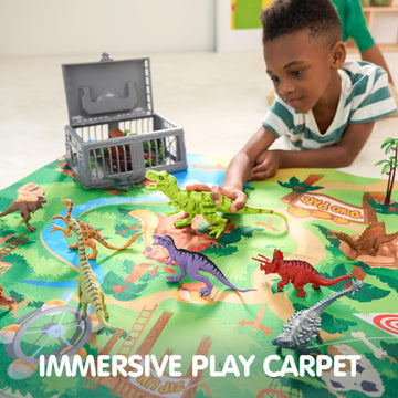 Joyin Dinosaur Toys With Activity Play Mat & Storage Cage, 19 Pcs Realistic Dinosaur Figures & Trees For Toddlers Kids Ages 3-5, Ideal For Boys And Girls Gift