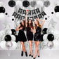 Black And Silver Birthday Party Decorations, Black White Silver Balloons Birthday Decoration Black Happy Bithday Banner Star Foi