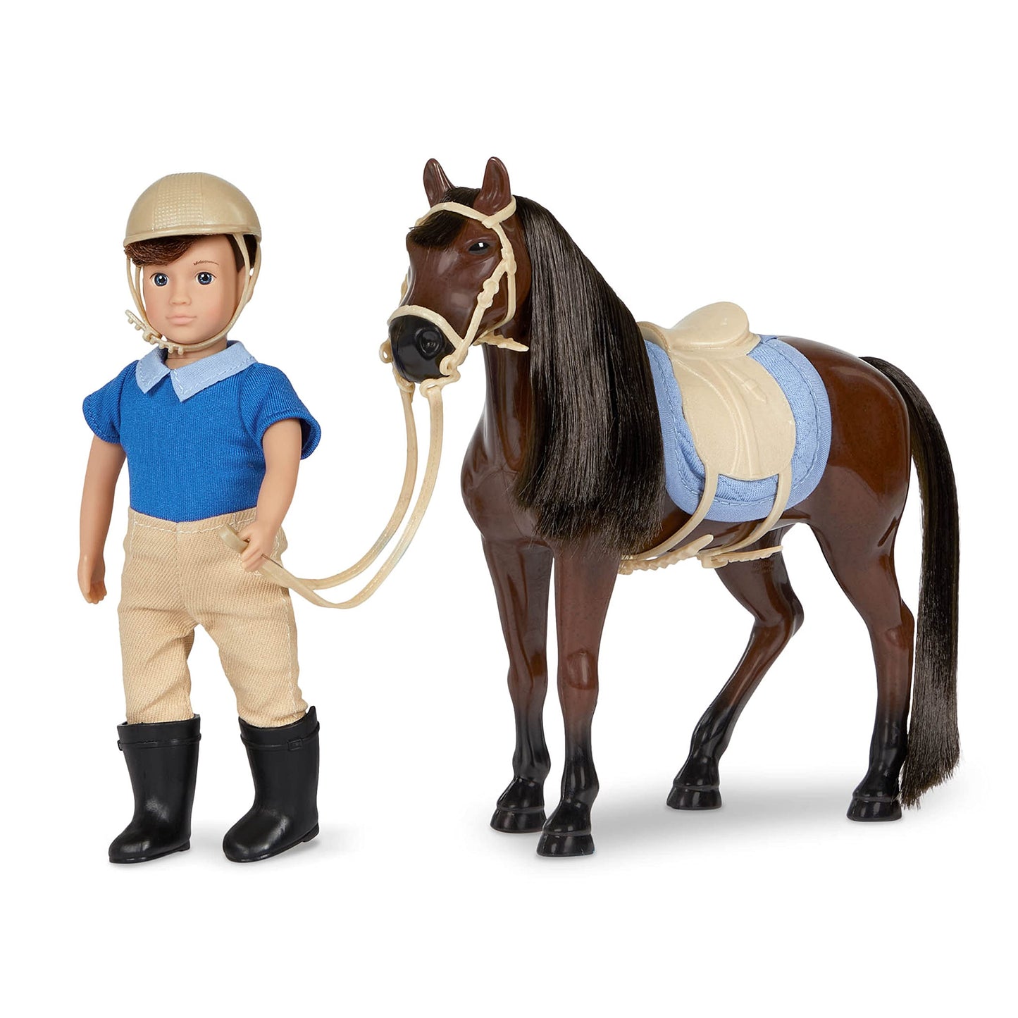 Lori Dolls Mini Boy Doll & Toy Horse Set - 6-inch Brian & Barnaby, Brown, Includes Clothes & Accessories - Model LO31235Z