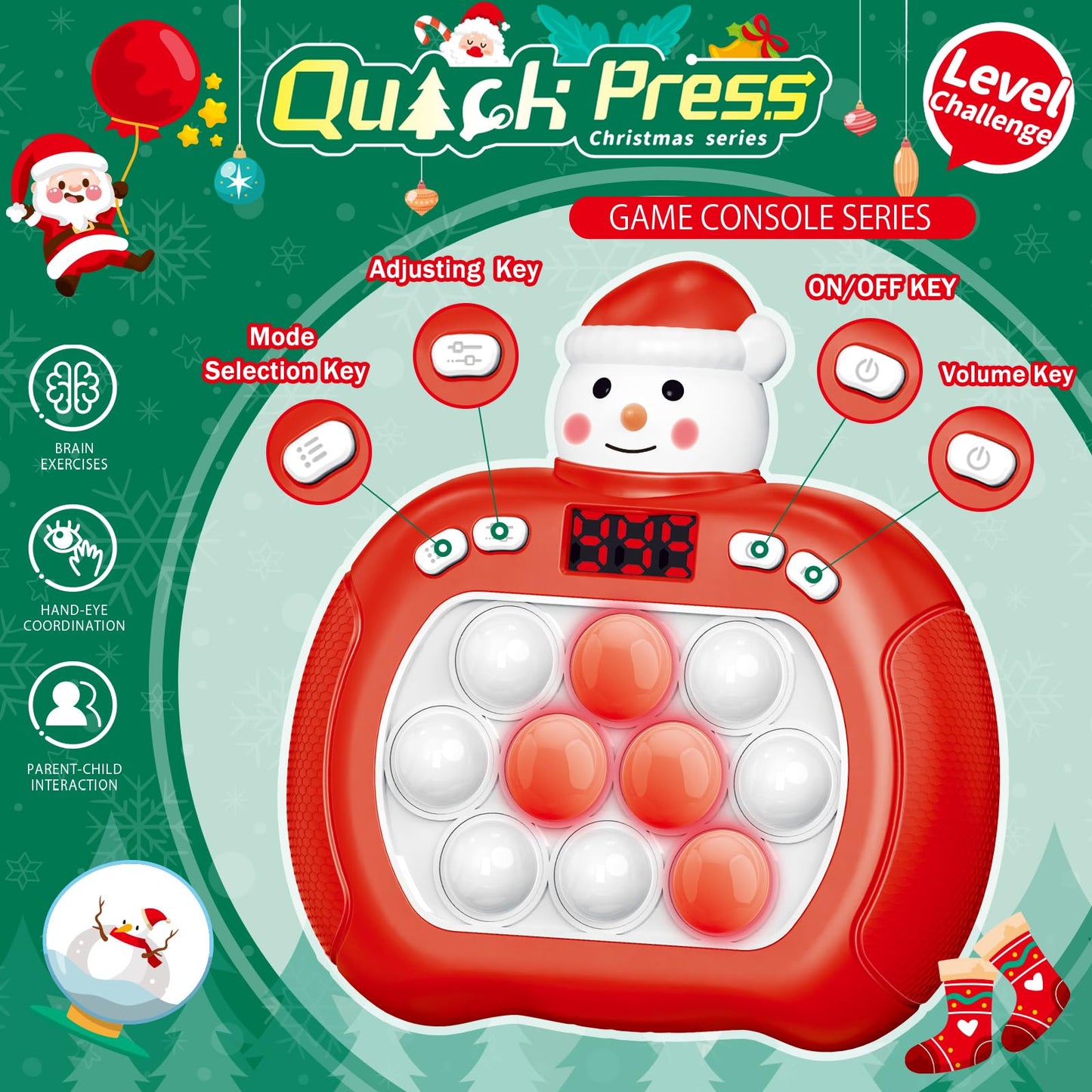 Upgraded Pop Push Game Toy For Kids, Quick Fast Push Pop Puzzle Handheld Game Light Up Fidget Toy 8-12, Pop Bubble Sensory Toys