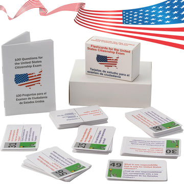 Us Civic Test Flash Card 2025-100 Uscis Citizenship Flash Card (Questions & Answers) Bilingual Spanish English Naturalization St
