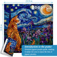 Cat Puzzles For Adults 1000 Pieces, Pickforu Stained Glass Puzzles Feature Purple Iris Flowers, Starry Night, Moonlit Cat Flower Jigsaw Puzzle For Cat Lovers