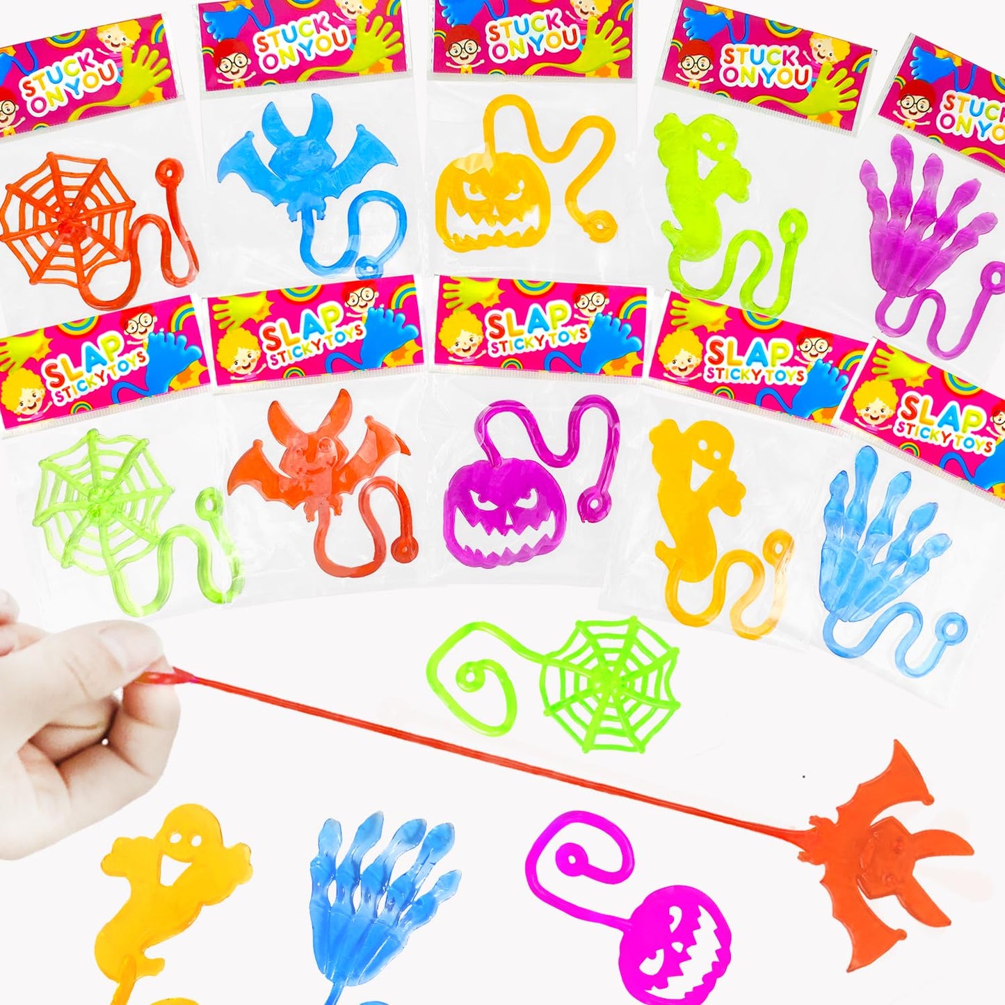 60 PCS Halloween Sticky Hands Toys Gifts Bulk for Toddlers,Halloween Party Favors Treats for Kids,Boo Basket Pinata Goody Bag St