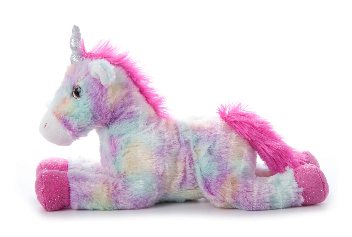 The Petting Zoo Unicorn Stuffed Animal Plush Toy - 14" Tie Dye Rainbow with Silver Horn