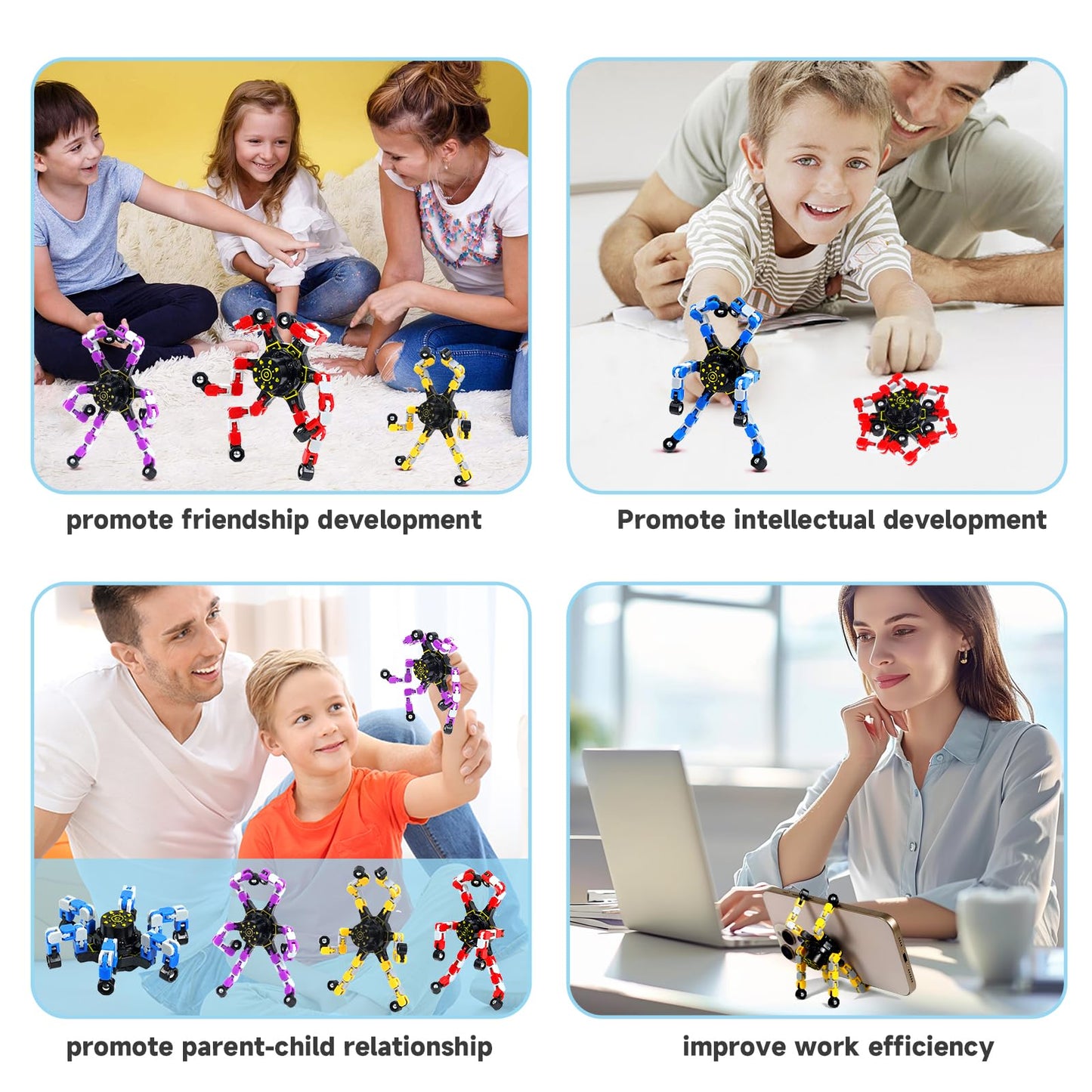 100PCS Fidget Toys Bulk Transformable Fidget Spinner Party Gifts Travel Sensory Toys for Easter Basket Stuffers Birthday Party Favours School Rewards