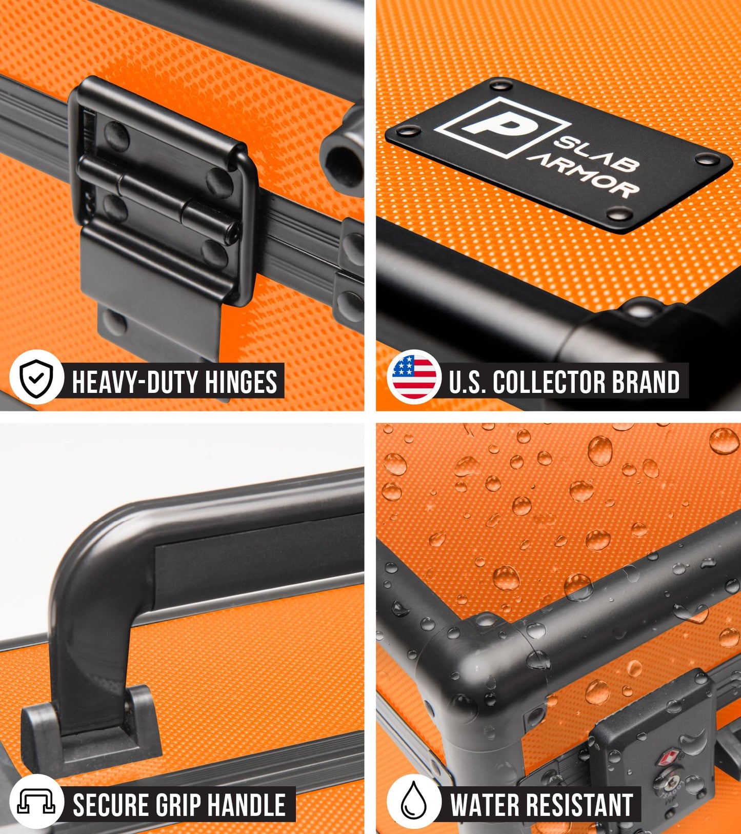 SLAB protective covering 4 Row Graded Card Storage Box PSA Card Slab Case For Graded cards Holds 160+ Slabs Graded Card Case for PSA Slab Box Graded Card Storage Sports Baseball Card Collector Gifts ( ORANGE )