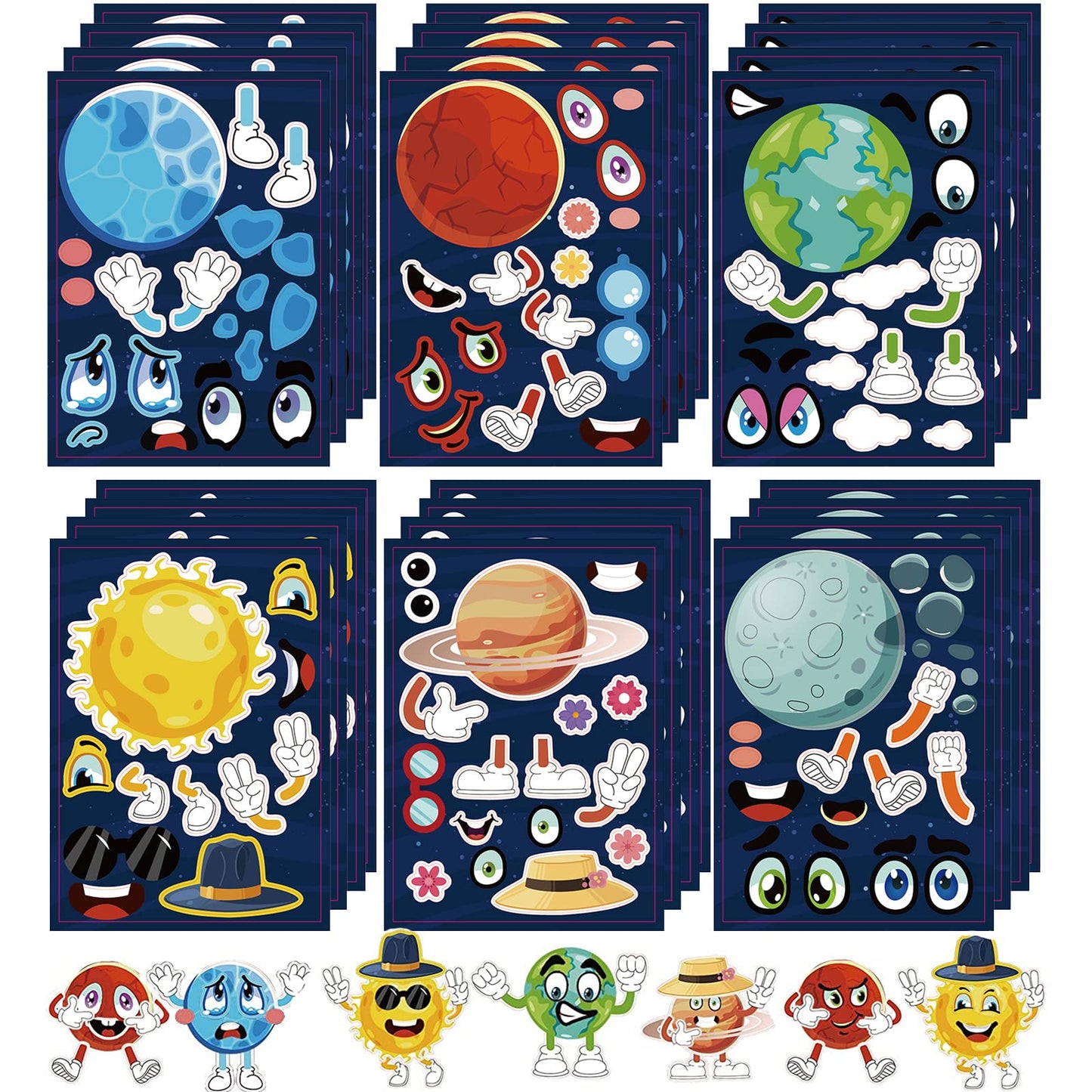 24 Pieces Make Your Own Planet Stickers Make A Face Stickers For Kids Toddlers With Planets Solar System Diy Craft Stickers Kids