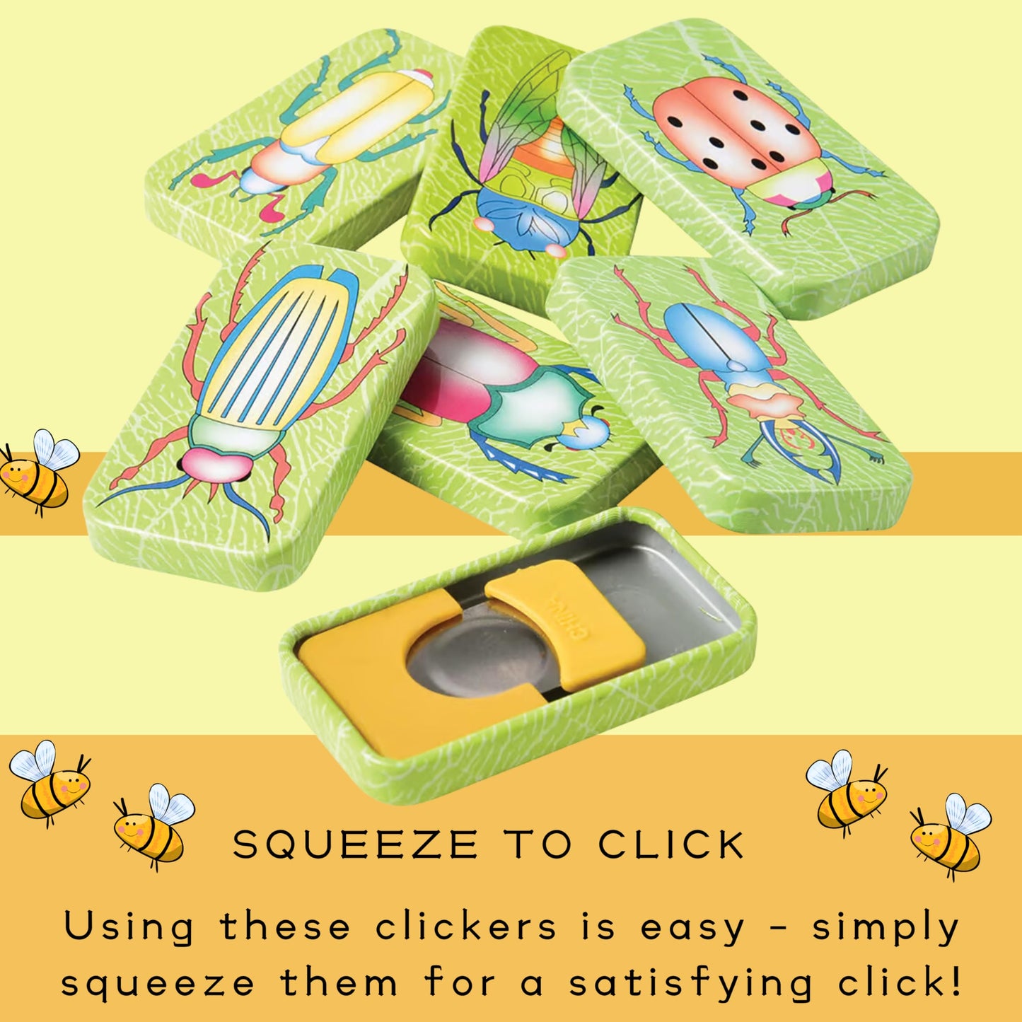 Us Toy Assorted Insect Bug Design Clicker Noise Makers (1 Dozen), Green, 1-Pack Of 12