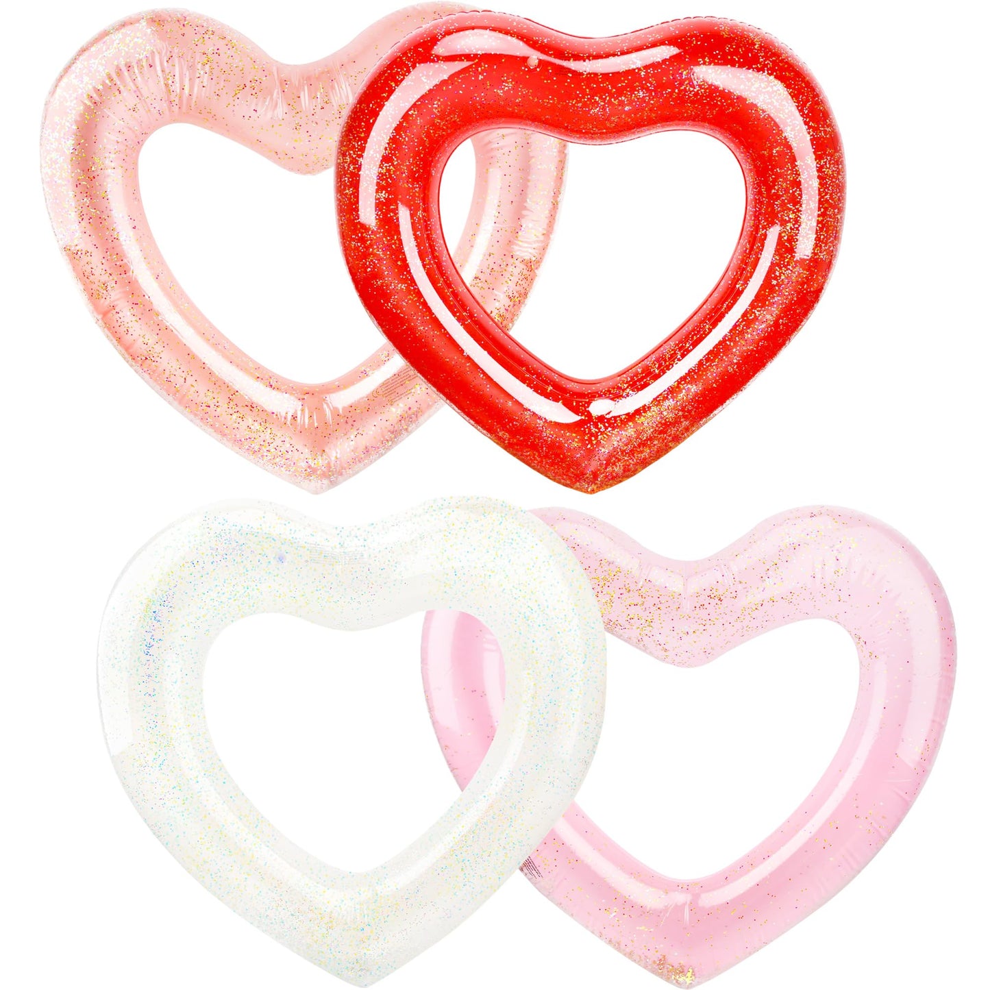 Sonarun 4 Pack Inflatable Swim Rings Float Heart Shaped Swimming Circle Pool Floats for Adults Pool Beach Party Supplies, 47.2 x