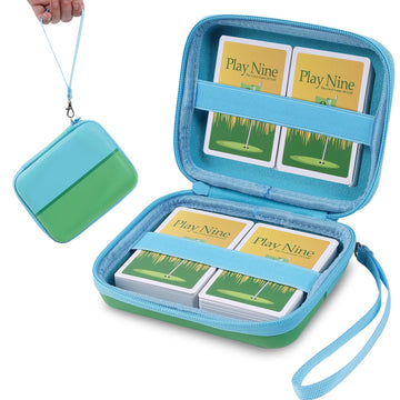 Tombert Carrying Case For Ptcg Trading Cards, Hard-Shell Storage Box Fits Magic Mtg Cards And Ptcg, Holds 300+ Cards (Blue &Green)
