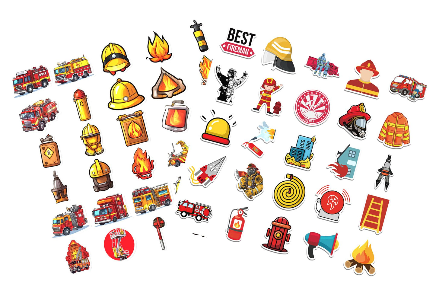 100 Pcs Firefighter Stickers Accessories, Firefighter Helmet Stickers, Fire Truck Stickers