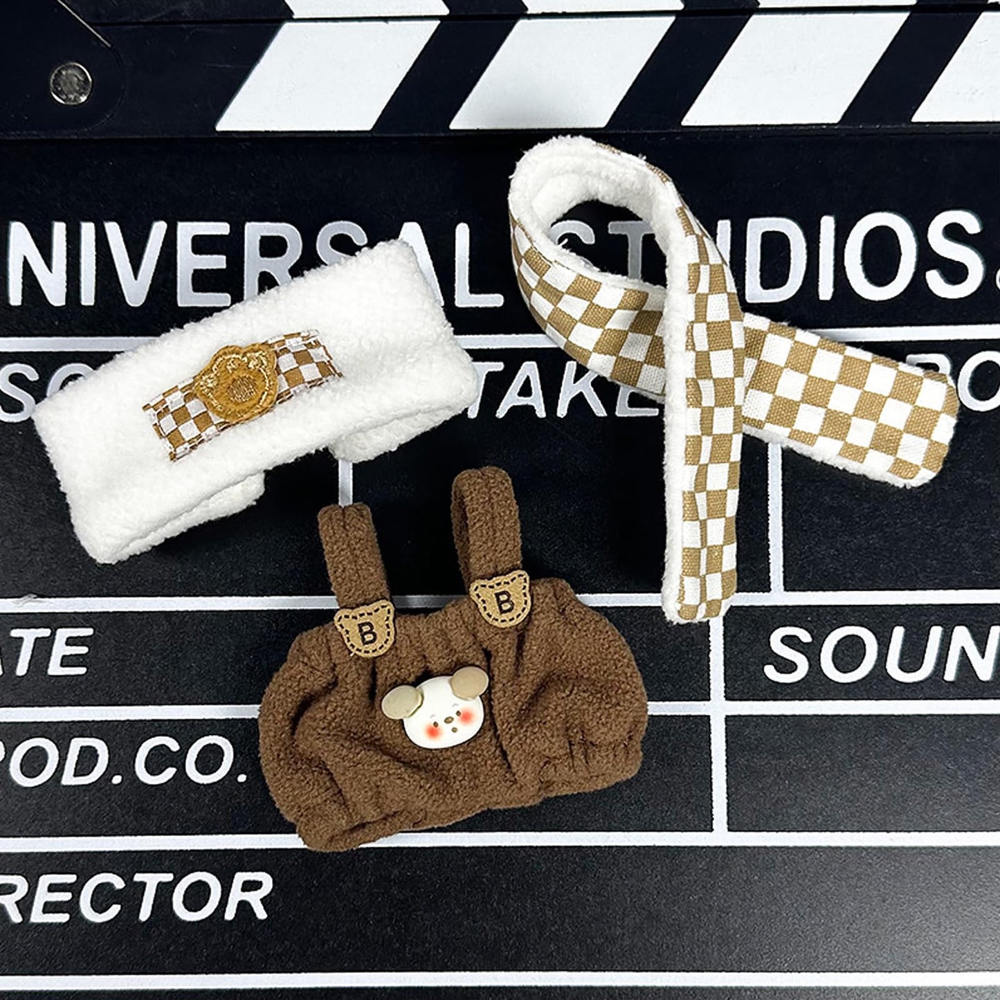 QIUTIMIY Clothes for Doll 17cm Doll Clothes 3-Piece-Set Doll Clothes enhanced Doll Outfit with Accessories-Headband+Overalls+Scarf(NO Doll Included)