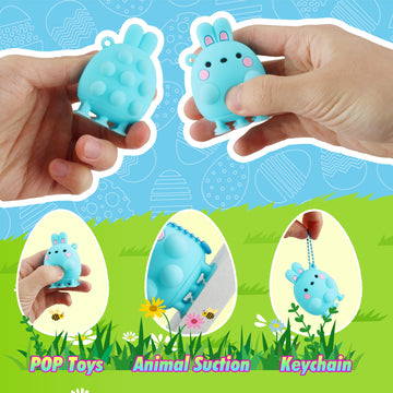 Prefilled Easter Eggs With Animal Pop Toys,24 Pcs Filled Easter Eggs For Egg Hunt,Easter Basket Stuffers For Kids,Easter Party F