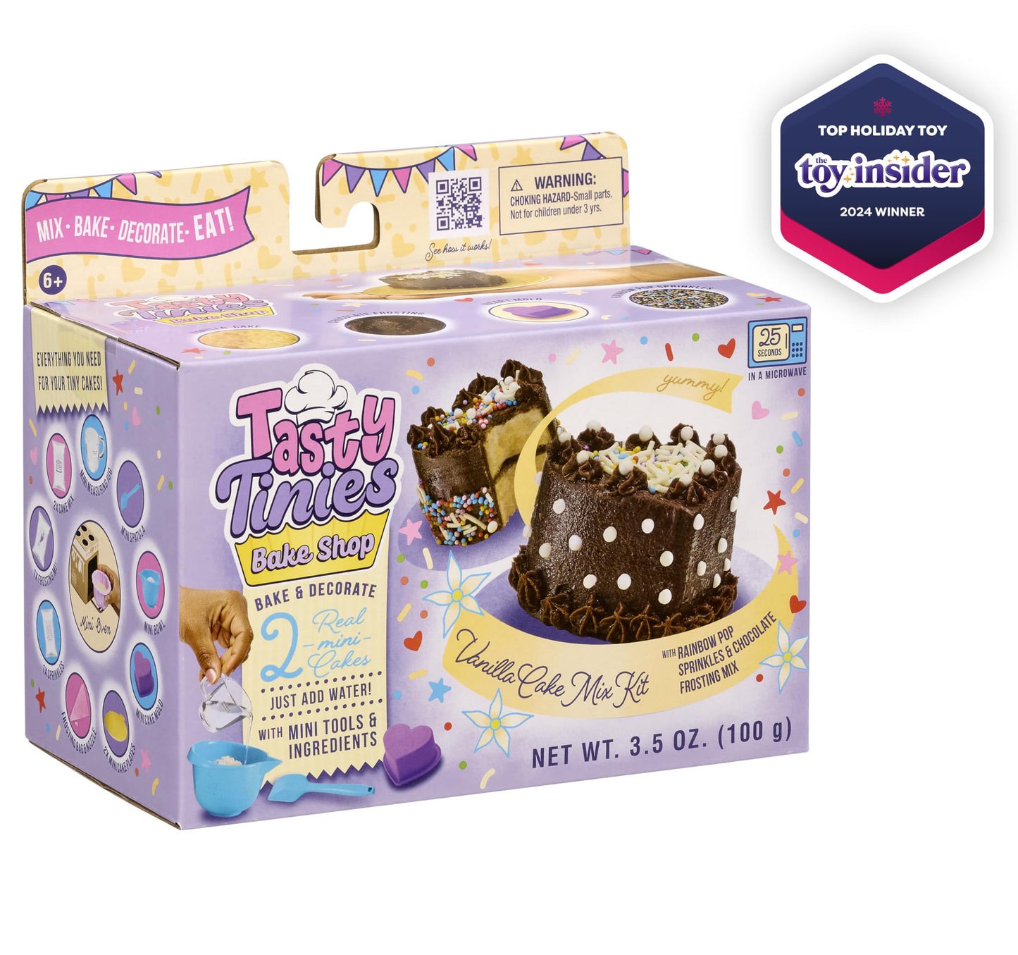 Goliath Tasty Tinies Bake Shop Vanilla Cake Mix Kit with Rainbow Pop Sprinkles & Chocolate Frosting Mix | Bake & Decorate 2 Real
