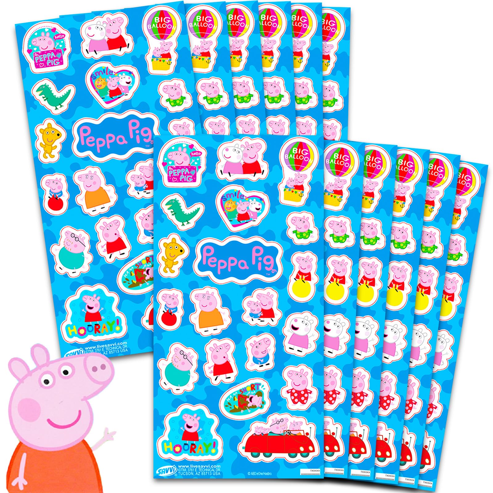 Peppa Pig Party Favors for Boys & Girls Bundle ~ 12 Pack Peppa Pig Sticker Sheets for Kids Birthday Party Goodie Bags | Peppa Pi