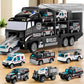 Niplooow Toddler Boys Toys For 3 4 5 6 Years Old, Police Truck Vehicle Toy Set With Play Mat, Die-Cast Toy Car Carrier Truck For